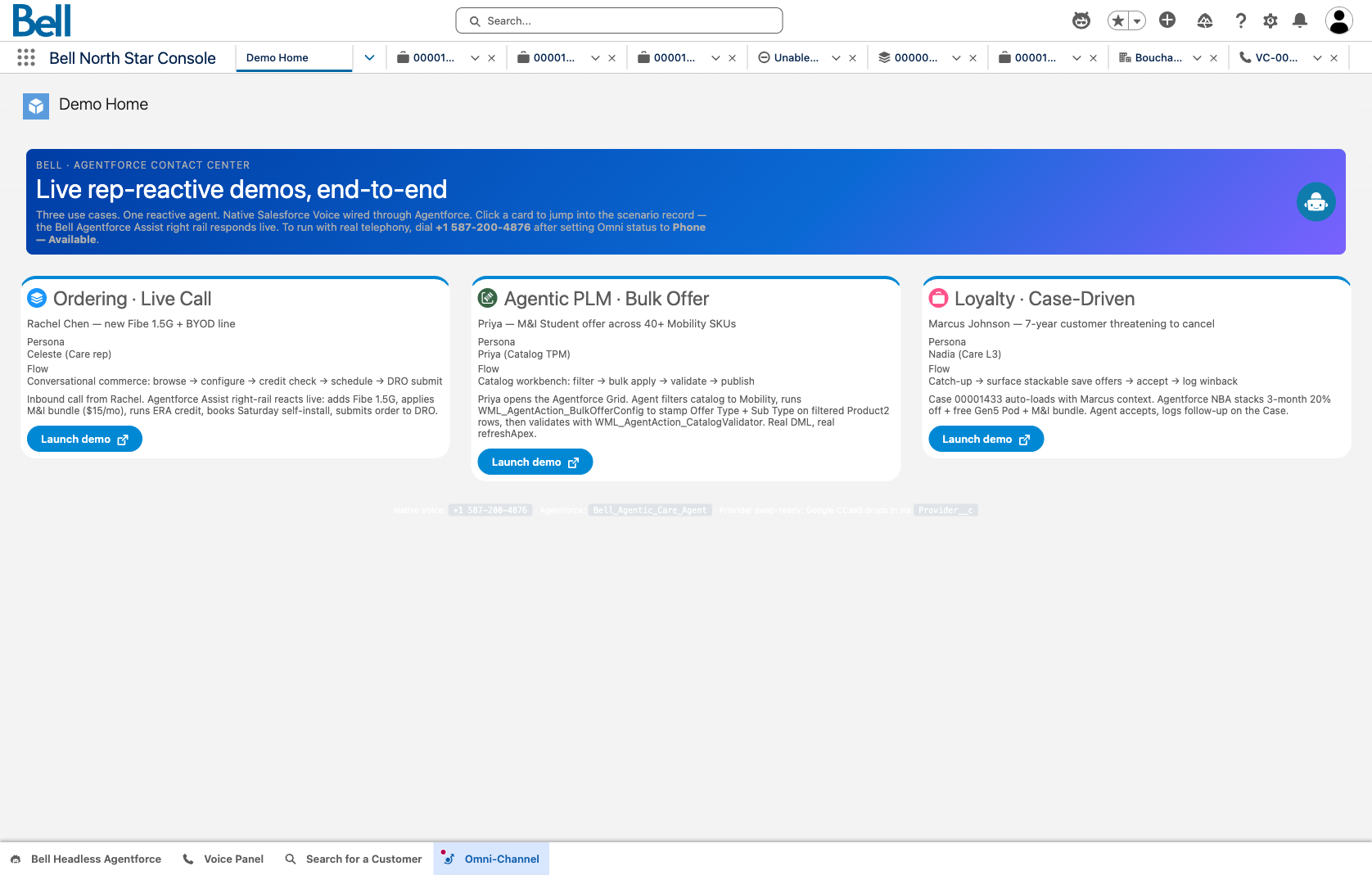 Bell Care Console + Agentforce demo