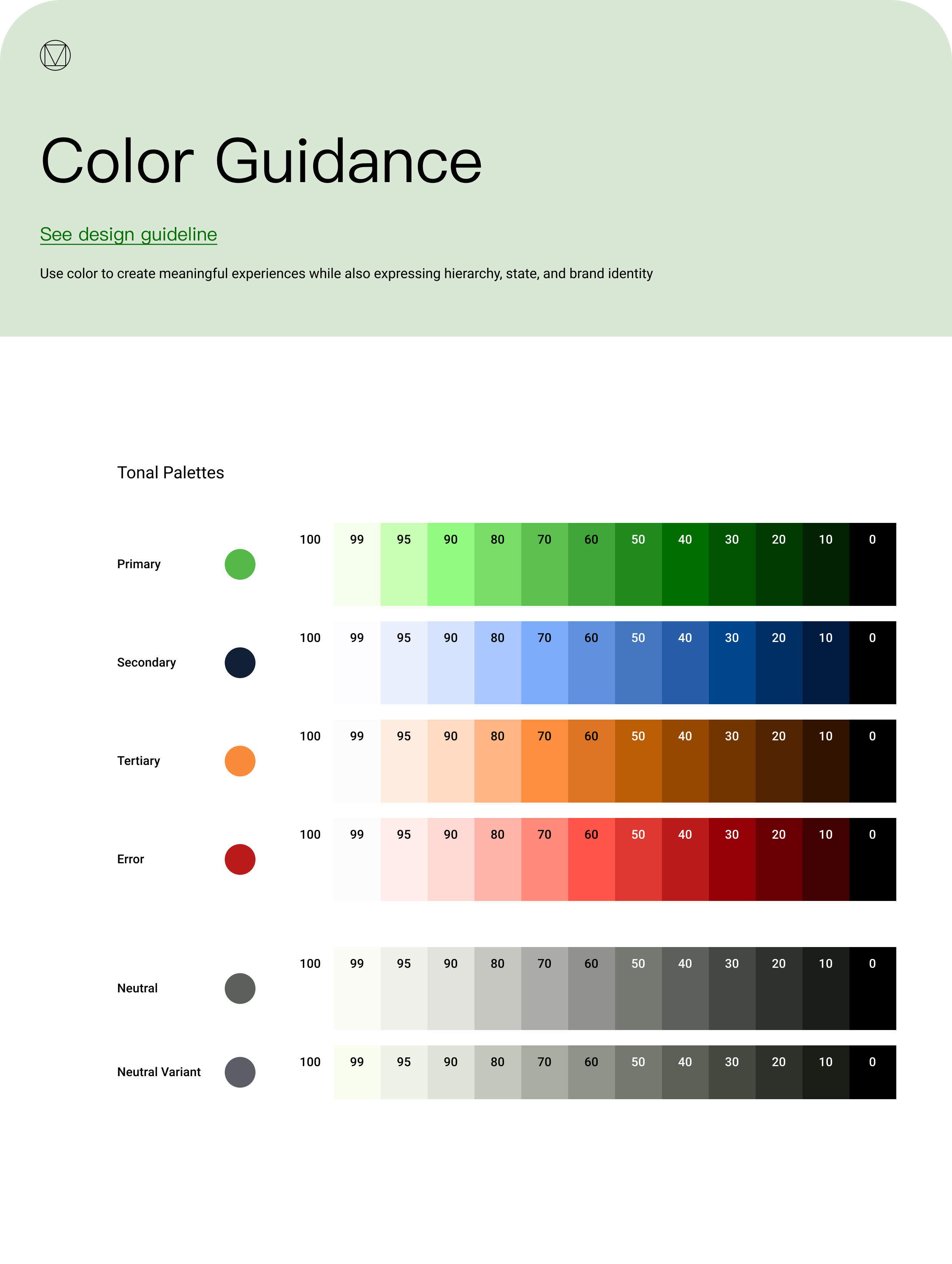 Color palette and accessibility guidance